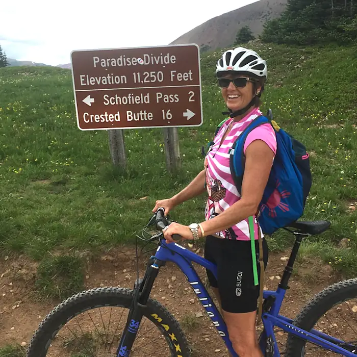Marta Baldwin mountain biking at Paradise Divide in Colorado