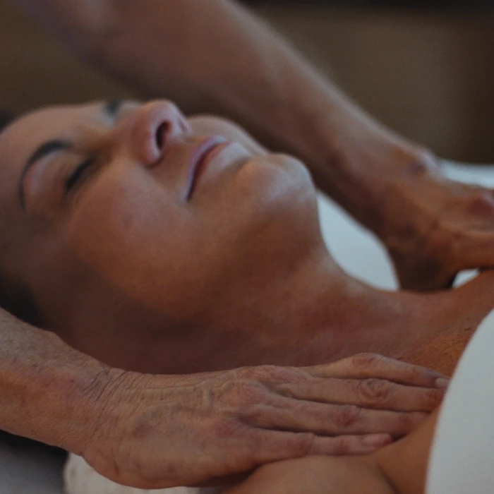 Relaxed client receiving a massage in Nevada City, CA